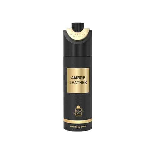 Image of MILESTONE Ambre Leather (Unisex) 200ML Deodorant | Luxurious Long-Lasting Body Spray | Sensual Blend of Leather, Amber & Vanilla | Bold Fragrance for Men and Women | Sophisticated Unisex Deodorant