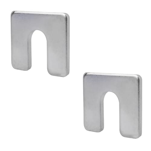 Image of TERF® 100mm X 100mm X 1mm with 25mm Slots Galvanised Steel Packers Horseshoe U Shims Metal Spacers Fender Alignment U Shim Flat Plate Square Washer 1mm Thickness - Pack of 2