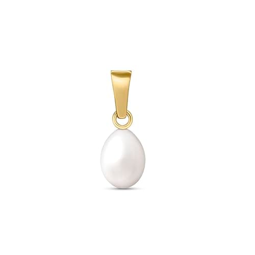 Image of Amberta Allure Women 9ct Gold Pearl Pendant: Pearl Pendant without Chain in Gold - 6 to 7 mm