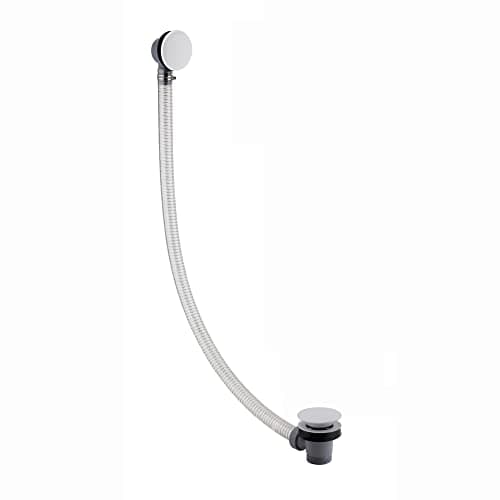 Image of ENKI, W65, 1.5 Inch White Bath Waste with Overflow, Reinforced Long Cut to Size Pipe, Pop Up Waste Connection, Contemporary Design, Pop Up Bath Plug Waste, Easy Clean, Easy to Install Bath Waste Kit