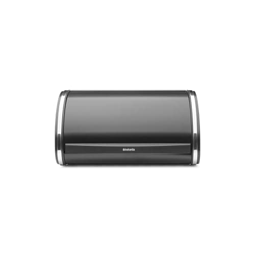 Image of Brabantia Roll Top Bread Bin – Compact Countertop Storage Box with Flat Top, Durable Steel Design for Bread, Bagels, Rolls – Medium Size – Matt Black