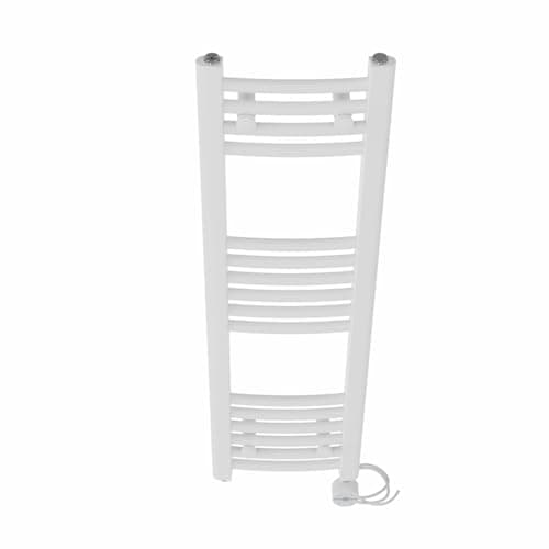 Image of NRG Prefilled Curved Electric Heated Towel Rail Radiator White Thermostatic Bathroom Warmer with Touch Screen Display 1000x300mm - 400W