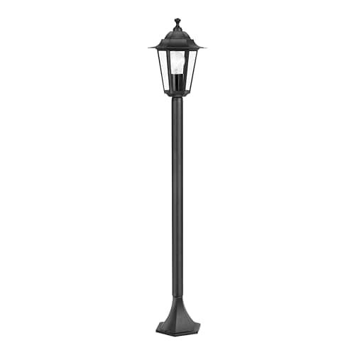 Image of Eglo Laterna 4 Outdoor lamppost, Victorian Style Street lamp, Electric Garden and Driveway Light, cast Aluminium and Glass, Black Lantern, E27 Socket, IP44