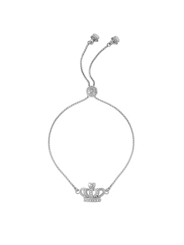 Image of Juicy Couture Crystal Icon Crown Adjustable Bracelet for Women (Silver/Clear Crystal)