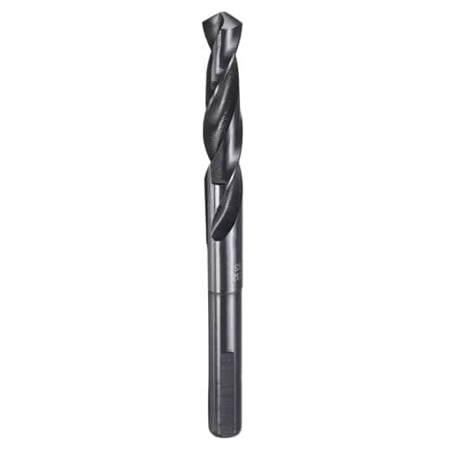 Image of sourcing map 13.5mm (17/32") Drill Bit 1/2" Reduced Shank 3-Flat 4241 High Speed Steel Nitriding Black 118° for Soft Materials Wood Plastic Iron Copper Aluminum