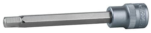 Image of KS Tools 922.3851-3/8" Hex Screwdriver Socket, L.110 mm - 5 mm - Long Version - Ultimate® Range - Chrome Vanadium - Satin Chrome Finish