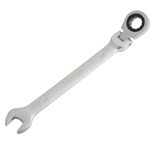 Image of DAKCOS 11mm Flexible Head Spanner Dual Heads Ratchet Combination Wrench Spanner Chrome Vanadium Steel