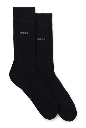 Image of BOSS HUGO Men's 2-Pack Regular Fit Cotton Dress Socks, Black, 7-13