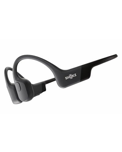 Image of SHOKZ OpenRun Bone Conduction Headphones, Open-Ear Bluetooth Sports Earphones with Mic, IP67 Waterproof Wireless Headset for Running and Workout, 8H Playtime, USB-C - Black, Sport headband