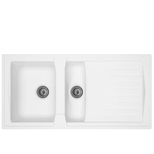 Image of Liquida AR15WH 1.5 Bowl Composite Reversible Inset White Kitchen Sink with Waste