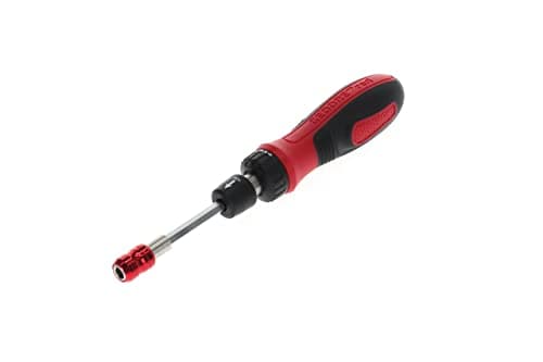 Image of GEDORE red Bit holder screwdriver ratchet, 1/4" 6.3 mm hex, telescoping blade, Screwdriver reversible, R38910000