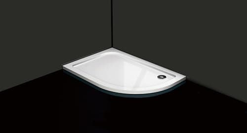 Image of Quadrant Offset White Stone Shower Tray for Shower Enclosure Slimline Heavy with Waste (900 x 760mm Right)