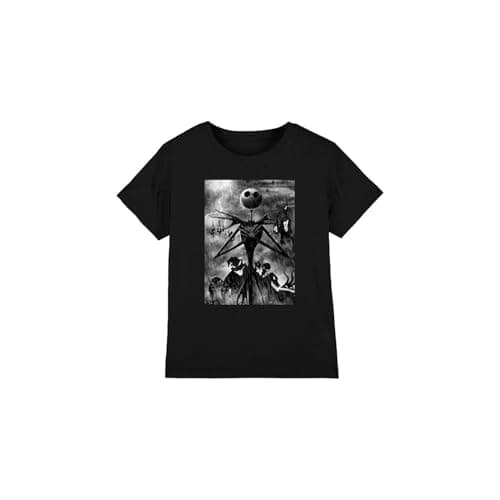 Image of The Nightmare Before Christmas Boys Jack Skellington Rain Unisex Kids T-Shirt, Black, 7-8 Years UK