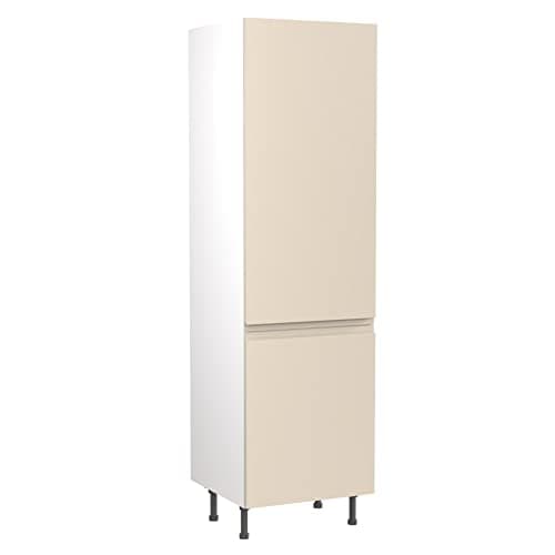 Image of Kitchen Kit Flatpack Tall Unit - J-Pull Door - Screwless Quick Build Kitchen Cabinet - Fridge & Freezer Housing Unit - 600x2120mm - Cashmere Matt