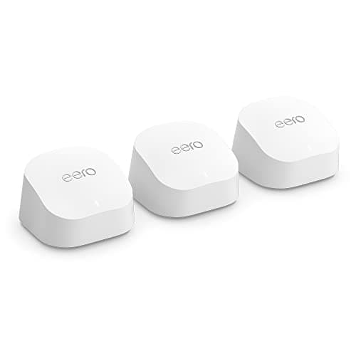Image of Amazon eero 6+ mesh Wi-Fi router | 1.0 Gbps Ethernet | Coverage up to 420 m2 | Connect 75+ devices | 3-Pack | 2022 release