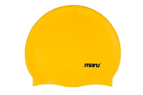 Image of Maru Silicone Swim Cap (Yellow) – Smooth, Easy-Fit Silicone Swimming Cap for Adults & Kids (One Size Fits All) – Durable Swimming Hat for Speed, Comfort & Chlorine Protection