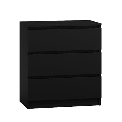 Image of WHATSIZE ENTERPRISE Chest of Drawers for Bedroom, 3 Drawer Black Dresser with Contemporary Design, Tall Storage Cabinet for Clothes, Bedroom Furniture, Easy Assembly