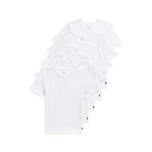 Image of POLO RALPH LAUREN Multi-Pack T-Shirt Undershirt T-Shirt for Children and Boys (Pack of 3), White, Pack of 5, S