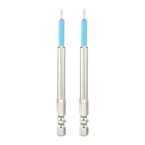 Image of sourcing map 2pcs Hex Impact Screwdriver Bits 1.5mm (H1.5) Magnetic Hexagonal Head 1/4" Hex Shank 100mm (4") Long Chrome Plating S2 Steel Hexagon Wrench Drill Bits Electric Power Tools