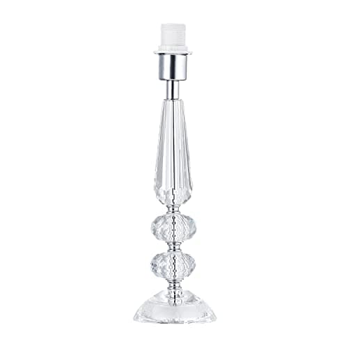 Image of Happy Homewares Modern Transparent K9 Crystal Glass Table Lamp Base with Faceted Spheres and Silver Plated Trim | 1 x E14 60w Maximum | 28cm Height