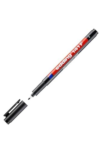 Image of edding 141 F permanent pen - black - 1 pen - round nib 0.6 mm - pen for writing on glass, plastic, foils and smooth surfaces - permanent, quick-drying, smudge-proof and waterproof