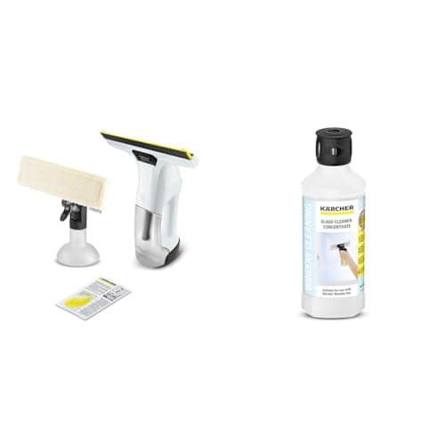 Image of Bundle of Kärcher Window Vac WV 6 Plus, Extra Long Battery Running Time of 100 min, LED Battery Indicator Display, Spray Bottle with Microfibre Cloth + Kärcher Window Cleaner Concentrate RM 500
