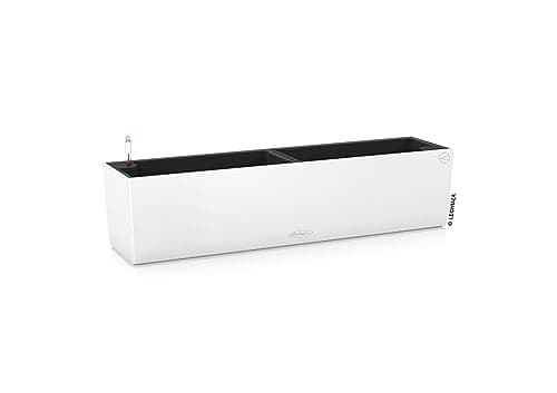 Image of Lechuza BALCONERA Color 80 Self Watering Planter Plastic Indoor/Outdoor Flower Plant Pot Table and Window Box with Drainage Hole H19 L80 W19 cm White
