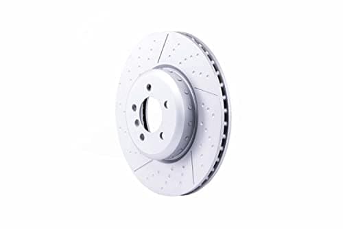 Image of HELLA 8DD 355 120-771 Brake Disc - 65140PRO_HC - High-carbon - Coated - 370mm - 30mm - internally vented/Drilled dimples/slotted/two-part brake disc - for e.g. BMW