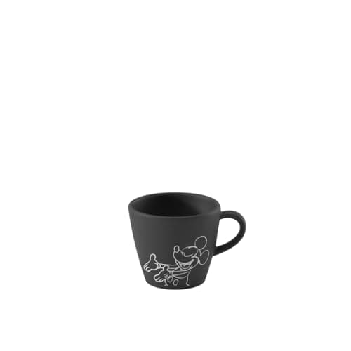 Image of Villeroy & Boch Manufacture Rock – Mickey Mouse – Espresso Cup, Black, Dishwasher-Safe & Microwave-Safe, Distinctive Slate Look with Disney Mickey Mouse Chalk Decoration, Premium Porcelain