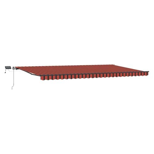 Image of vidaXL Retractable Awning Manual Orange and brown 600 x 300 cm Fabric, Modern Rectangular Retractable Awning, Outdoor Shade Solution for Garden and Terrace, Flexible Sun Protection Shelter