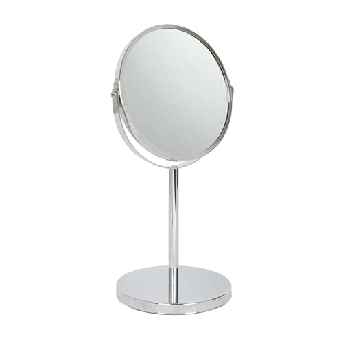 Image of Harbour Housewares Pedestal Mirror - 2x Magnifying - Chrome Stand - 18.5 x 34.5cm - Round Freestanding Bedroom Table Vanity Makeup Mirror for Bedroom, Bathroom