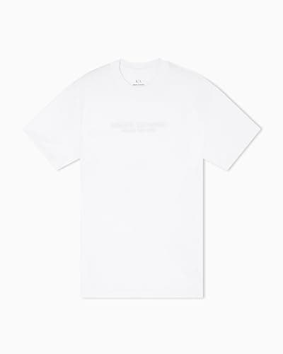 Image of Armani Exchange Men's Short-Sleeved Front Milano New York Logo Lettering T-Shirt, White, S, White, S