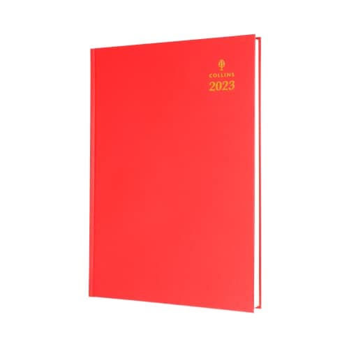 Image of Collins Desk Quarto Week to View (with Appointments) 2023 Diary - Red (A36.15-23) - Complete Business Planner, Agenda and Journal Organiser