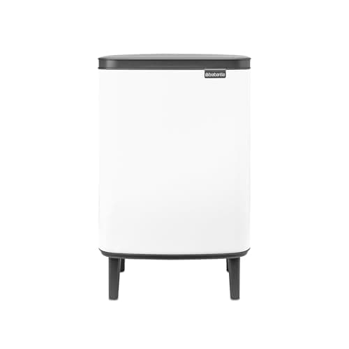 Image of Brabantia - Bo Waste Bin Hi 12L with Soft Close Lid, Removable Inner Bucket, and Transport Grip – Ideal for Bathroom, Bedroom, and Home Office – White