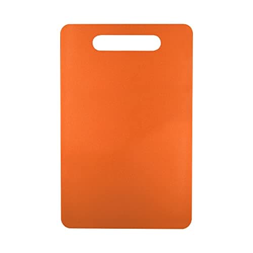 Image of Fotouzy Plastic Utility Cutting Board with Handles, Food Safe PP Material, BPA Free, Dishwasher Safe, Thick Chopping Board, Large Size, Easy Grip Handle, for Kitchen (Orange)