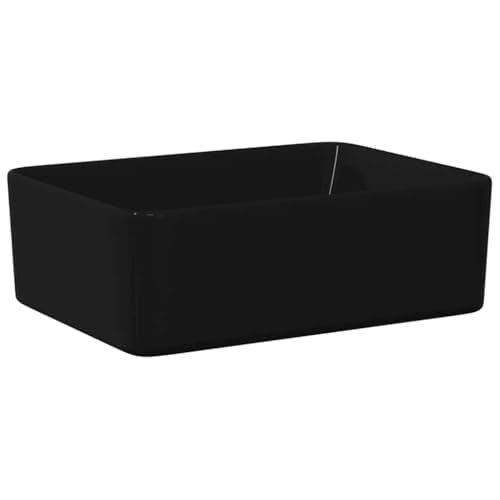 Image of vidaXL Ceramic Wash Basin - Elegant, Modern Design - High Gloss Finish, Black, Above Counter Installation, 40x30x13 cm