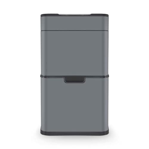Image of Tower T938021GRY Ozone Recycling Sensor Bin, 50L, Complete Recycling System, Hands Free Opening, Carbon Filter, Grey