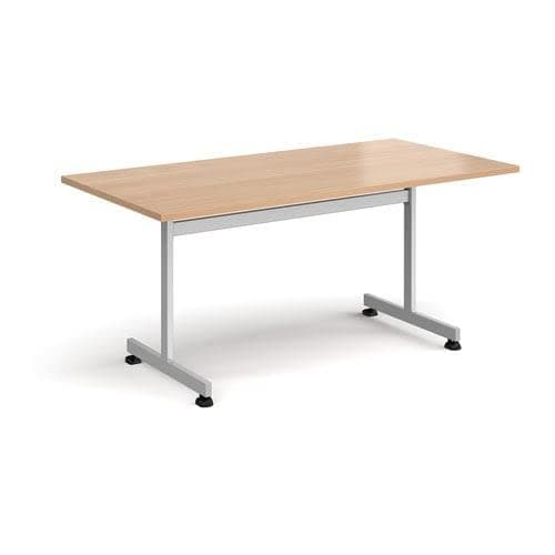 Image of Office Monster Ipanema fliptop meeting table with silver frame 1600mm x 800mm - beech