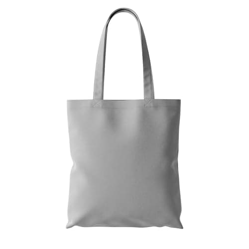 Image of Wonky Line Premium Cotton Tote Bag, Eco-Friendly Shopping Bag, 100% Cotton Canvas, Reusable Grocery Cloth Bag, Extra Strong Long Handle Double Stitched Ideal for Printing (Grey)