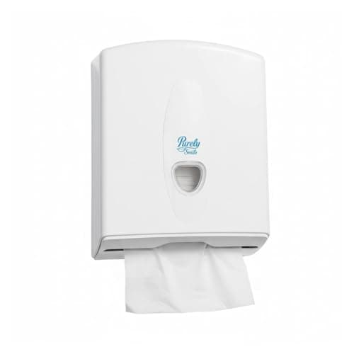 Image of Blake & White Purely Smile Hand Towel Dispenser | White | Plastic | Holds C-Fold, V-Fold & Z-Fold Hand Towels