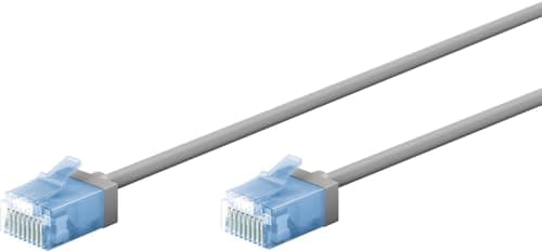 Image of Goobay 74228 CAT 6A Patch Cable, 15m, Slim/Ultra Flexible, RJ45, Grey, for Server Cabinets, Routers, Laptops, 10Gbps, PoE, PoE+