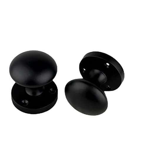 Image of Golden Grace Mortice Sprung Door Knob Set Pack Pair Matt Black Finish