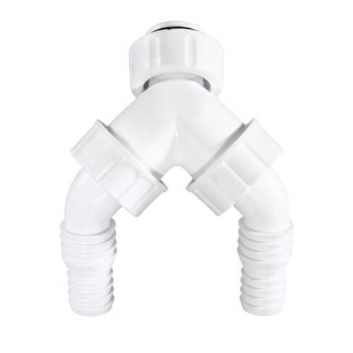 Image of Xavax Dual Siphon Connector for Recessed Siphon (Connector with Check Valve, Appliance Hose Connector, Y-Connector for Washing Machine and Dishwasher, Y-Adapter for Siphon, Y-Connection)