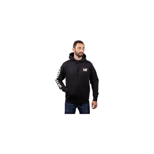 Image of Caterpillar Trademark Banner Hooded Sweatshirt Black Medium Black Medium Black