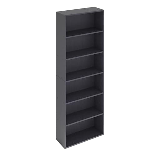 Image of 3/4/5/6 Layer Solid Wood Bookcase, Extra Large Wooden Shelving for Office and Living Room, Free Standing Open Shelf Unit for Storage, Organization, and Display of Books and Home Decor (Black, 6 Tier)