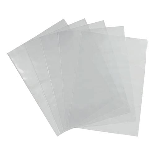 Image of 5 Star Office Folder Cut Flush Polypropylene Top and Side Opening 90 Micron A4 Glass Clear [Pack 100] + Free finchley Refill Pen (1)