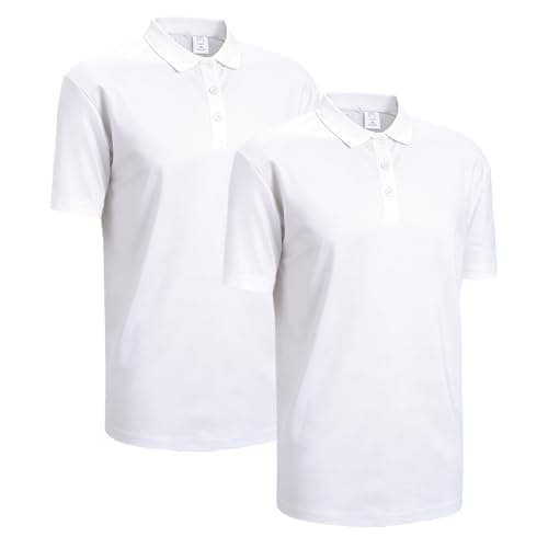 Image of ADUDVLO 2PCS Classic Sports Polo Shirt Men & Women Short Sleeve Mens Polo Shirt Casual Work Sports (UK, Alpha, 3XL, Regular, Regular, White)
