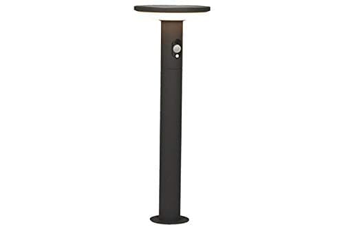 Image of 4lite Outdoor LED Circular Solar Bollard Light with PIR Sensor IP54 210lm Die-Cast Aluminium Graphite - Cool White