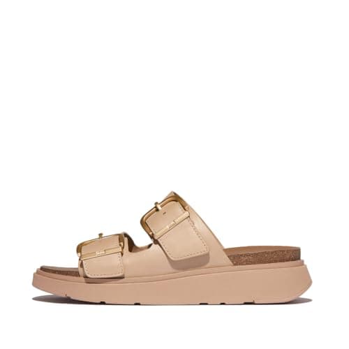 Image of Fitflop GEN-FF BUCKLE TWO-BAR LEATHER SLIDES