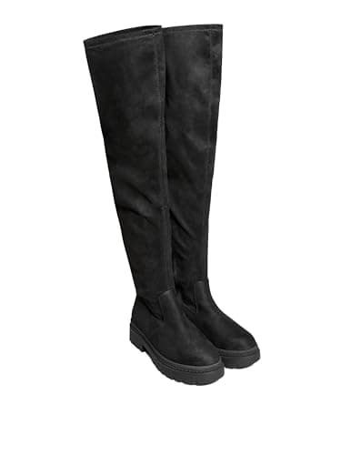 Image of Yours Suede Over The Knee Chunky Boots In Wide E Fit & Extra Wide Eee Fit - Women's